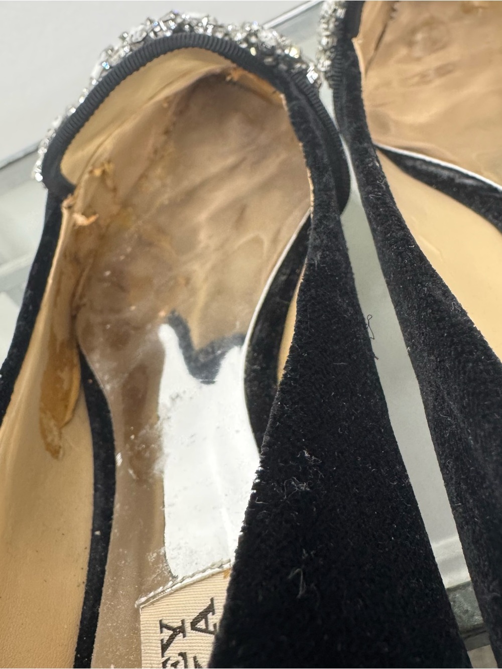 Badgley Mischka Echo Embellished Loafer Flats Black Velvet Size 9 - Picture 10 of 11